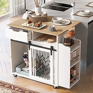 Cesicia Kitchen Island End Table Furniture Style Dog Crate