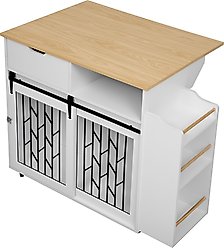 Cesicia Kitchen Island End Table Furniture Style Dog Crate, White
