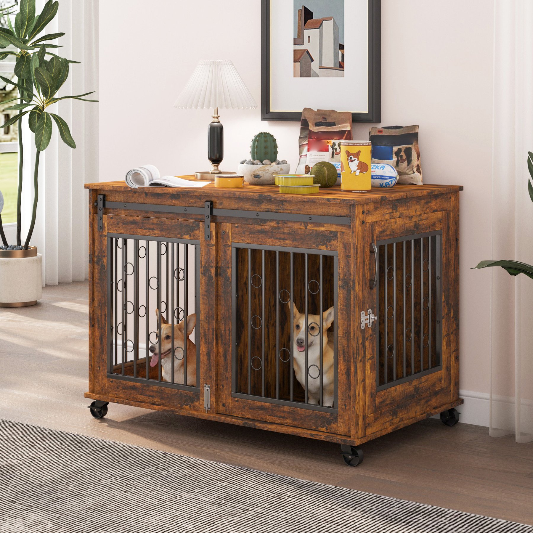 Cesicia Sliding Door Furniture Style Dog Crate
