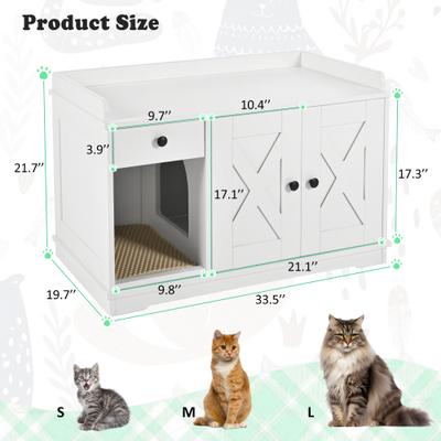 Show full view: Cesicia Indoor Side Table Cat Litter Box Enclosure slide 7 of 7