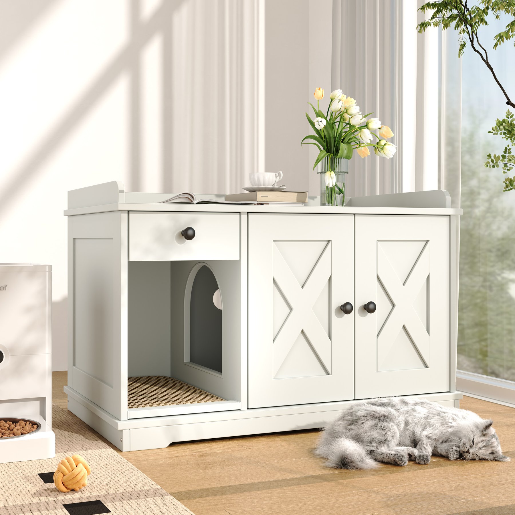 Cesicia Indoor Side Table Cat Litter Box Enclosure