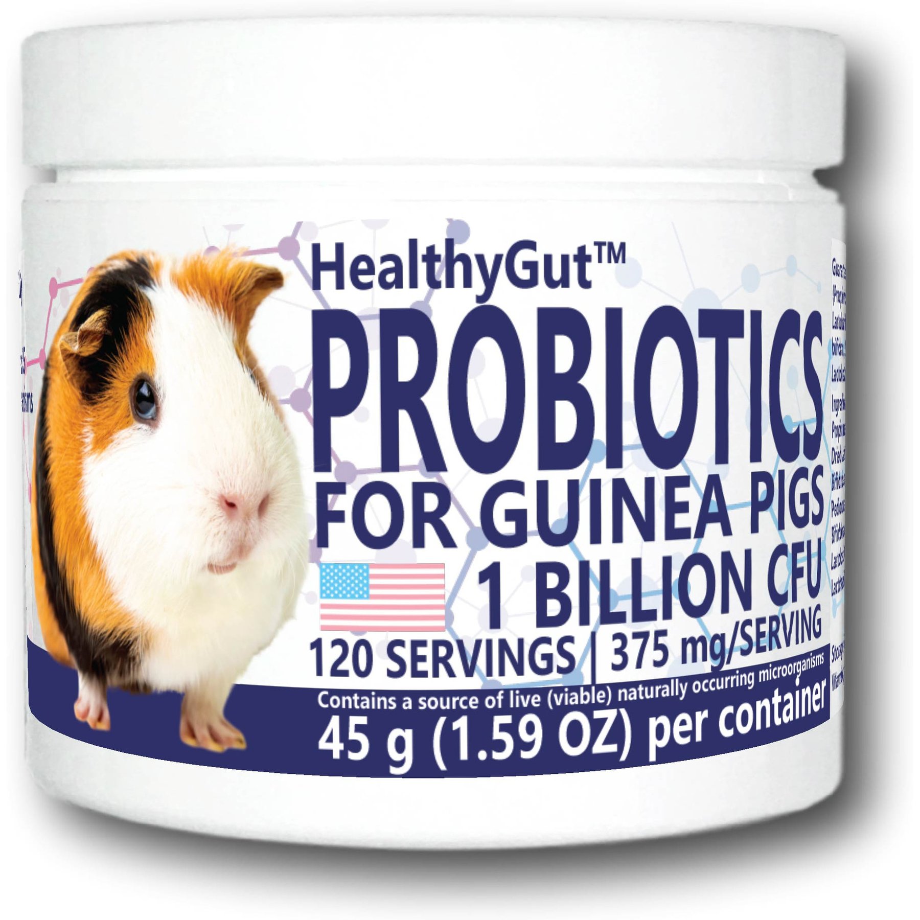 Equa Holistics HealthyGut Probiotics Supplement for Guinea Pigs, 45-g jar