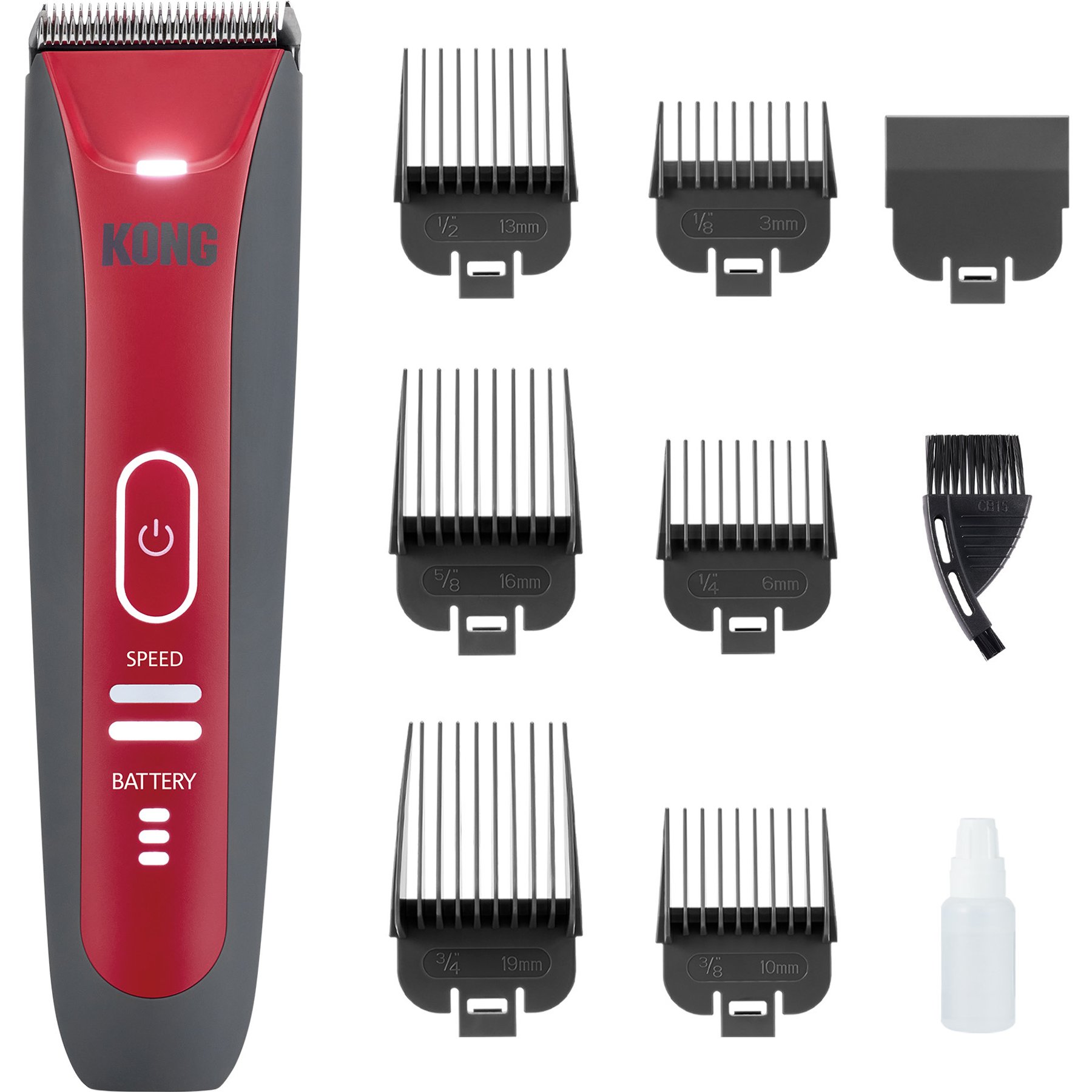 KONG 2-Speed Cordless Dog Grooming Clipper Kit, Grey/Red