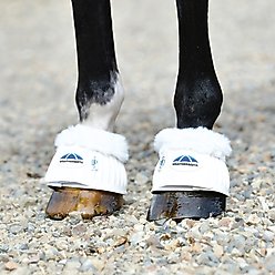 WeatherBeeta Tough-Tec Prime Fleece Trim Rubber Bell Horse Boots, White/White, Large