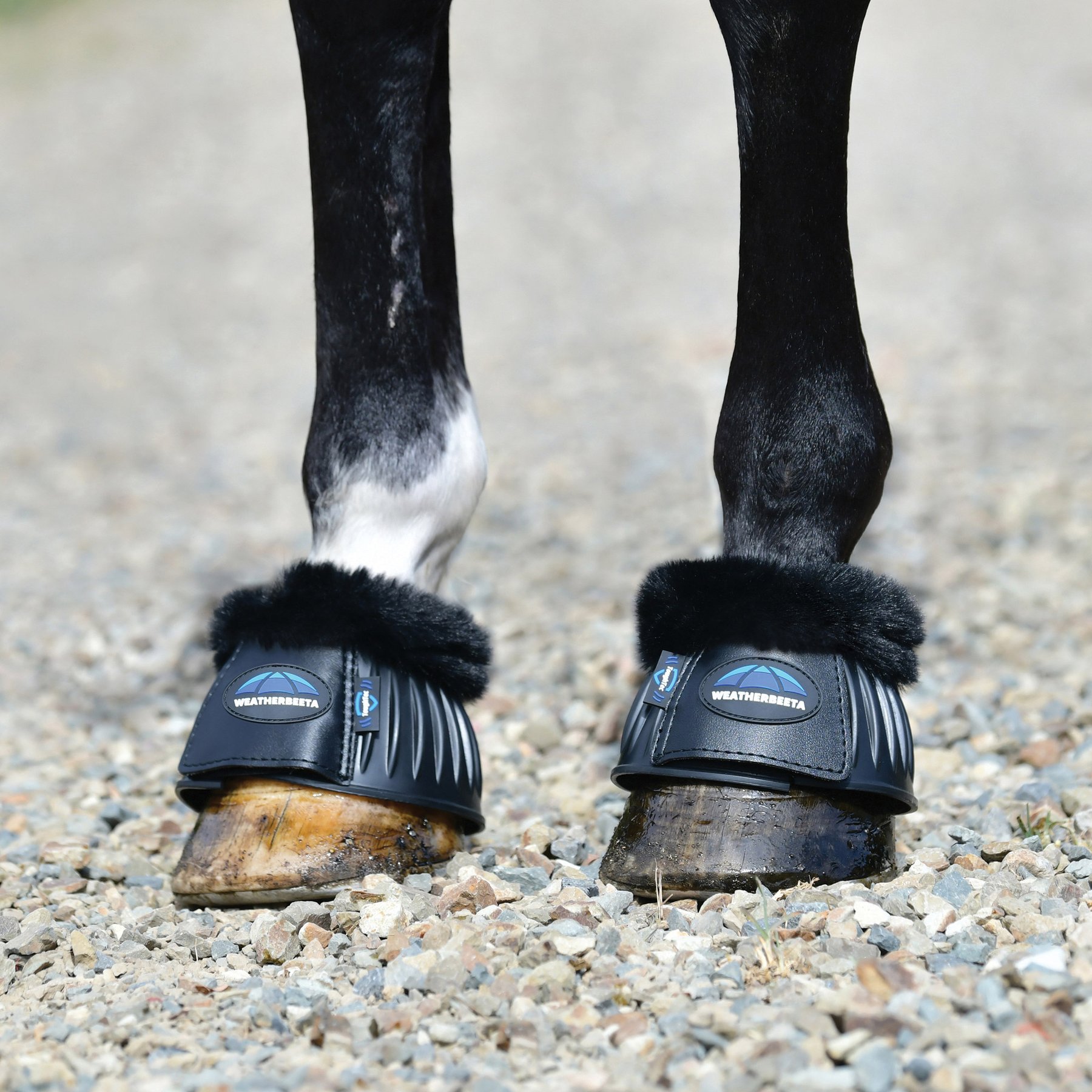 WeatherBeeta Tough-Tec Prime Fleece Trim Rubber Bell Horse Boots, Black/Black, Medium
