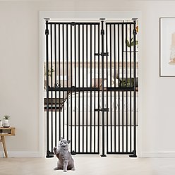 Unipaws Extra Tall Metal Dog & Cat Gate with Width Extension, Black