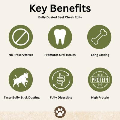 Show full view: Top Dog Chews Mini Bully Dusted Cheek Rolls Natural Dog Chew Treats, 10 count slide 4 of 8