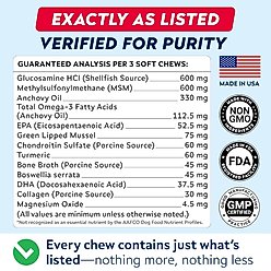 StrellaLab Advanced Glucosamine Chondroitin Green Lipped Mussel & Collagen Joint Supplement for Dogs, 180 count slide 2 of 9