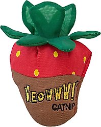 Yeowww! Strawberry Cat Plush Toy with Catnip, Chocolate