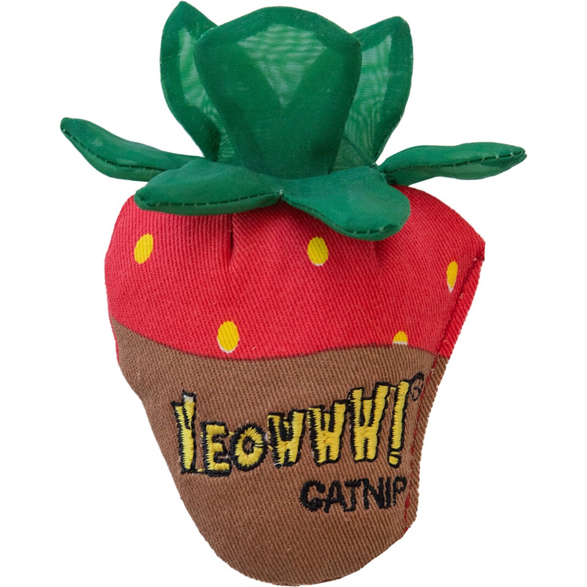 Yeowww! Strawberry Cat Plush Toy with Catnip, Chocolate