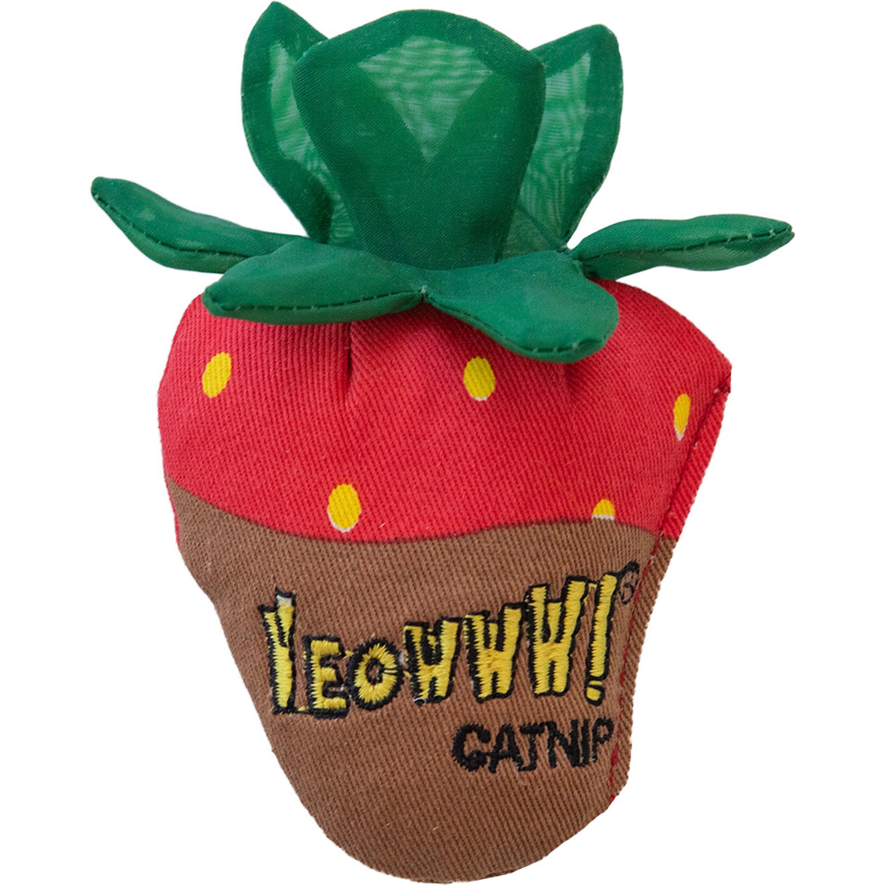 Yeowww! Strawberry Cat Plush Toy with Catnip, Chocolate