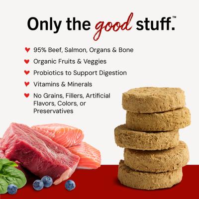 Show full view: Stella & Chewy's Perfectly Puppy Beef & Salmon Dinner Patties Freeze-Dried Raw Dog Food, 5.5-oz bag slide 4 of 13