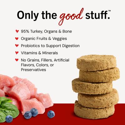 Show full view: Stella & Chewy's Tantalizing Turkey Dinner Patties Freeze-Dried Raw Dog Food, 5.5-oz bag slide 4 of 13