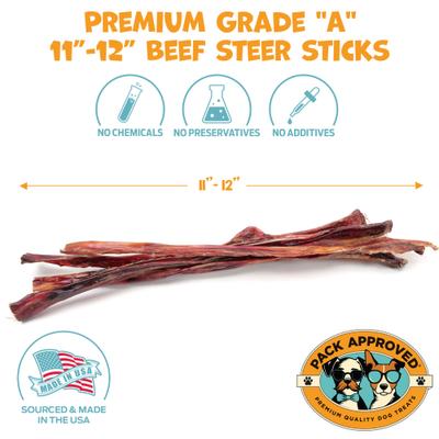 Show full view: Pack Approved Standard Beef Steer Sticks Natural Dog Chews, 11 to 12-in, 10 count slide 3 of 7
