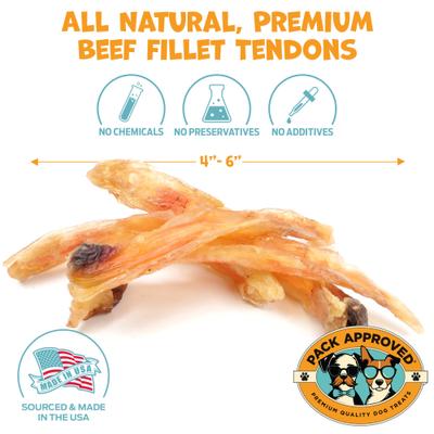 Show full view: Pack Approved Beef Fillet Tendon Natural Dog Chews, 4 to 6-in, 12 count slide 3 of 9