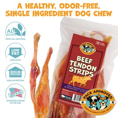 Show full view: Pack Approved Beef Tendon Strips Natural Dog Chews, 7 to 10-in, 12 count slide 6 of 8