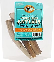 Pack Approved Whole Deer Antlers Natural Dog Chews, 4 to 5-in, 3 count