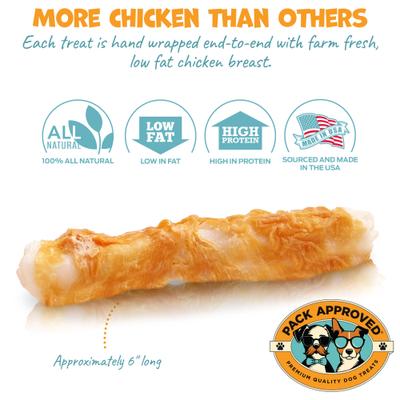 Show full view: Pack Approved Chicken Wrapped Beef Hide Sticks Natural Dog Chews, Medium, 12 count slide 4 of 7