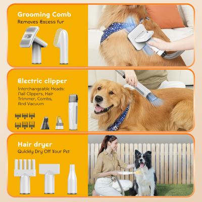 Show full view: LILIPRO Dog & Cat Grooming Kit with Clipper, Vacuum & Dryer, White slide 3 of 11