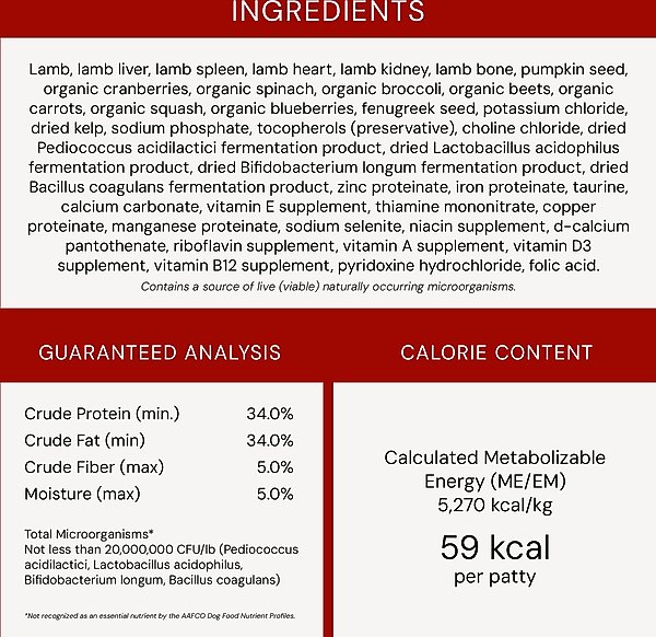 Stella & Chewy's Dandy Lamb Dinner Patties Freeze-Dried Raw Dog Food
