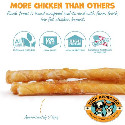 Show full view: Pack Approved Chicken Wrapped Beef Hide Sticks Natural Dog Chews, Small, 21 count slide 4 of 7