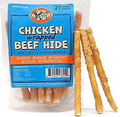 Pack Approved Chicken Wrapped Beef Hide Sticks Natural Dog Chews, Small, 21 count