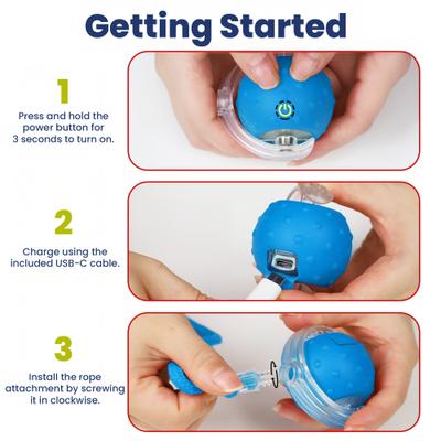 Show full view: PawsPik Chirp & Chase Motion Activated Cat Ball with LED Lights, Blue slide 7 of 9