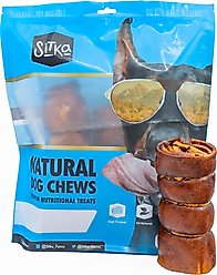 Sitka Farms 5-6" Beef Cheek Roll Beef Flavored Hard Chew Dog Treats, 4 Count