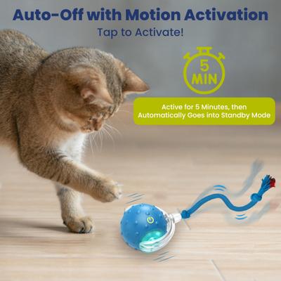 Show full view: PawsPik Chirp & Chase Motion Activated Cat Ball with LED Lights, Blue slide 2 of 9