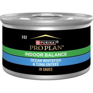 Purina Pro Plan Indoor Grilled Ocean Whitefish & Tuna Entrée Wet Cat Food, 3-oz can, case of 24