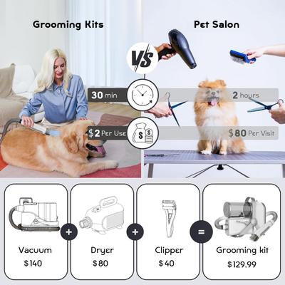Show full view: LILIPRO Dog & Cat Grooming Kit with Clipper, Vacuum & Dryer, White slide 9 of 11
