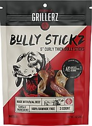 Grillerz Curly Thick Bully Sticks 5 Inch Dog Treats, 3 count