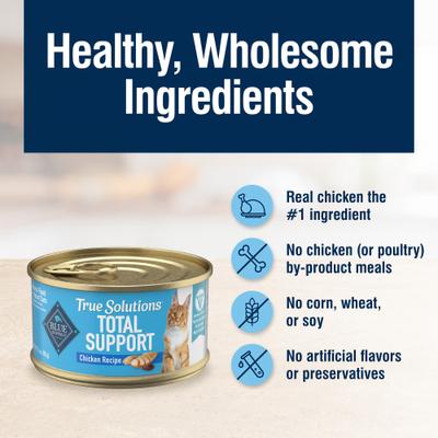Show full view: Blue Buffalo True Solutions Fab Feline Indoor Formula Chicken Wet Cat Food, 3-oz can, case of 24 slide 7 of 12