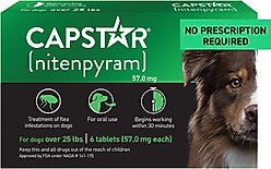 Capstar Flea Oral Treatment for Dogs, over 25 lbs, 6 Tablets
