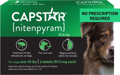 Capstar Flea Oral Treatment for Dogs, over 25 lbs, 6 Tablets