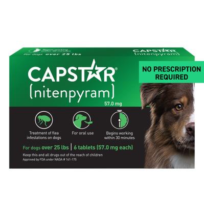 Show full view: Capstar Flea Oral Treatment for Dogs, over 25 lbs, 6 Tablets slide 1 of 14