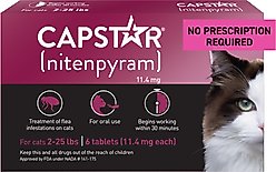 Capstar Flea Oral Treatment for Cats, 2-25 lbs, 6 Tablets slide 1 of 9