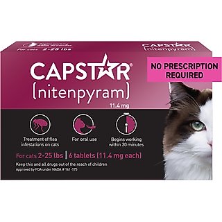 Capstar Flea Oral Treatment for Cats, 2-25 lbs, 6 Tablets slide 1 of 9