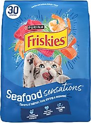 Friskies Seafood Sensations Salmon Tuna & Shrimp Dry Cat Food, 30-lb bag