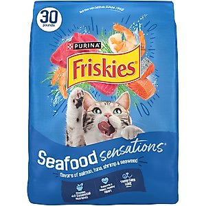 Friskies Seafood Sensations Salmon Tuna & Shrimp Dry Cat Food, 30-lb bag
