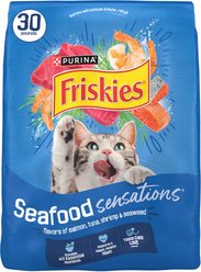 Friskies Seafood Sensations Salmon Tuna & Shrimp Dry Cat Food, 30-lb bag