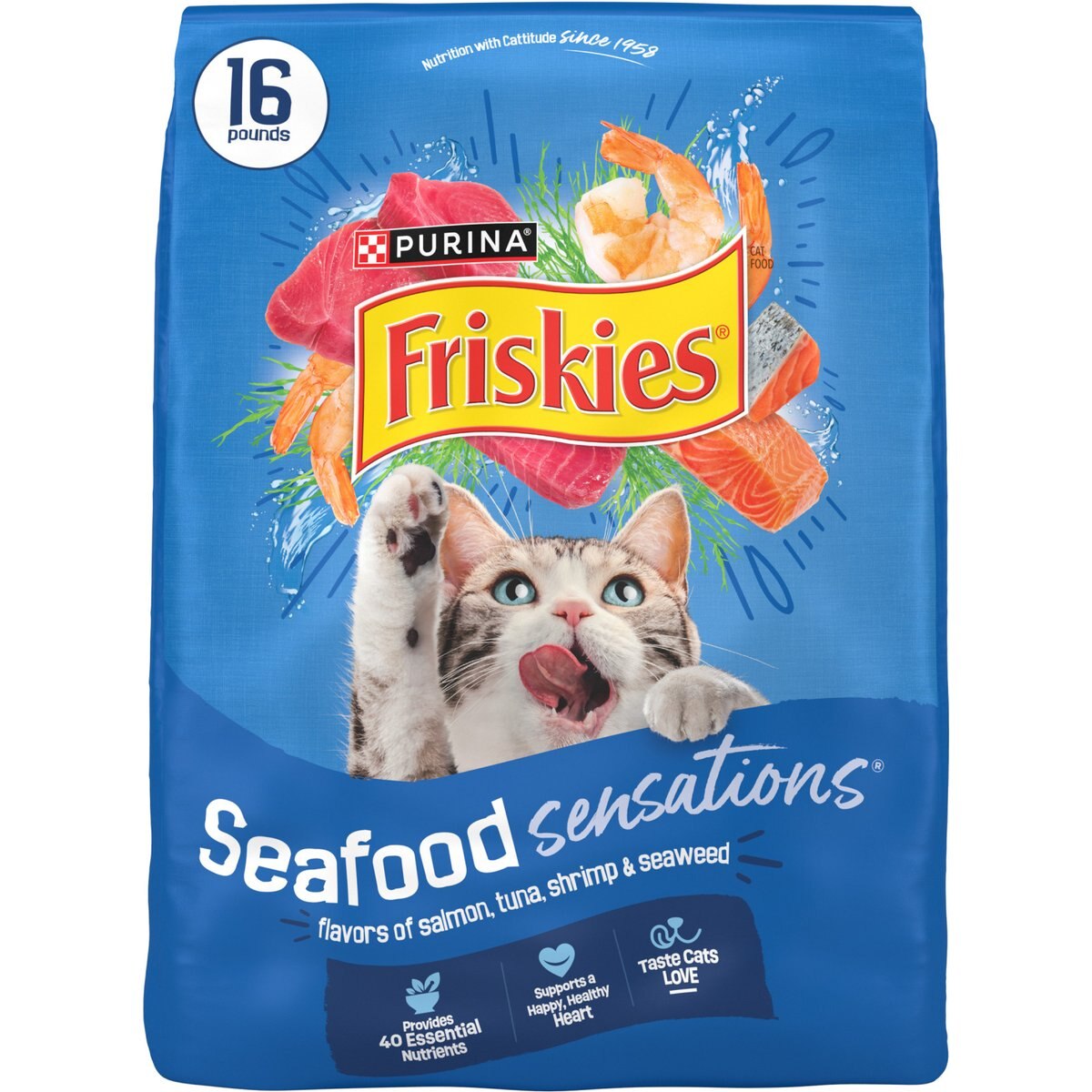 Friskies Cat Food, Seafood Sensations - 16 lb bag