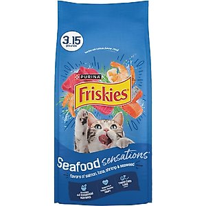 Friskies Seafood Sensations Salmon Tuna & Shrimp Dry Cat Food, 3.15-lb bag
