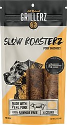 Grillerz Slow Roasterz 6 Inch Pork Sausages Soft & Chewy Dog Treats, 4 count