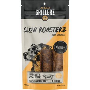 Grillerz Slow Roasterz 6 Inch Pork Sausages Soft & Chewy Dog Treats, 4 count