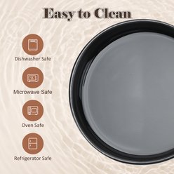 SpunkyJunky Ceramic & Acacia Wood Raised Dog Bowls, 2 count, Black, 3.6 cup slide 2 of 7