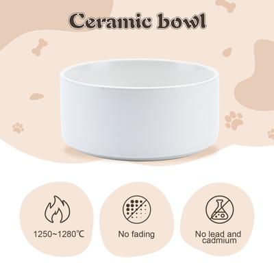 Show full view: SpunkyJunky Ceramic & Acacia Wood Raised Dog Bowls, 2 count, White, 3.6 cup slide 5 of 7