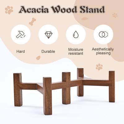 Show full view: SpunkyJunky Ceramic & Acacia Wood Raised Dog Bowls, 2 count, Black, 3.6 cup slide 4 of 7