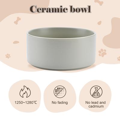 Show full view: SpunkyJunky Ceramic & Acacia Wood Raised Dog Bowls, 2 count, Gray, 1.7 cup slide 5 of 7