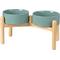 Show in main carousel: SpunkyJunky Ceramic & Wood Raised Dog Bowls, 2 count, Dark Green, 7.6 cup slide 1 of 7